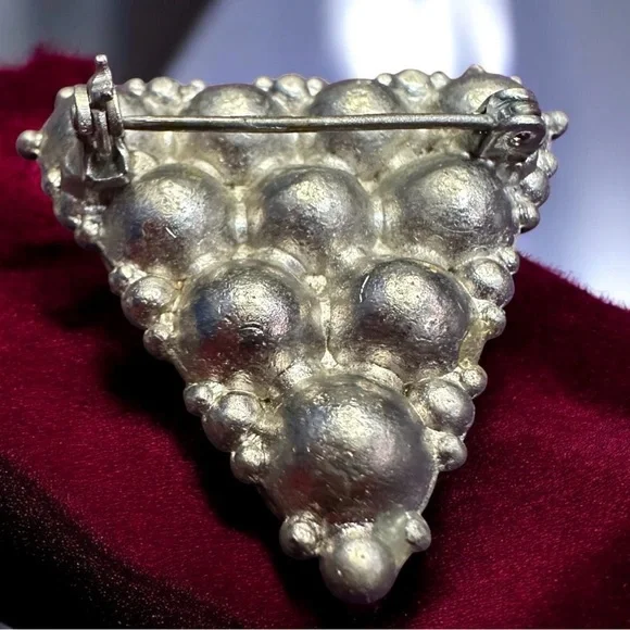 Vintage 50’s Blue Topaz Rhinestone Pyramid Brooch - Picture 3 of 3